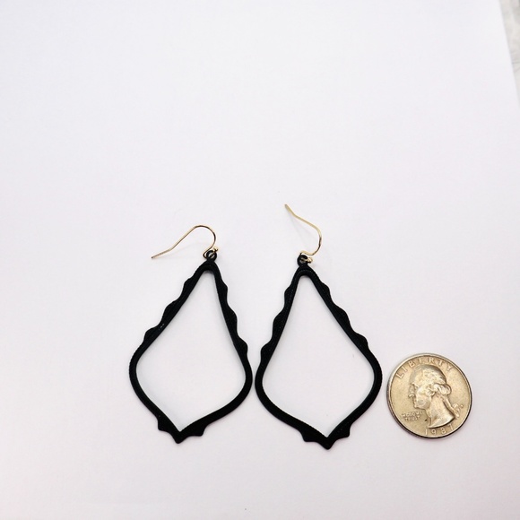 Black Hoop Earrings | Black Statement Earrings - Picture 2 of 2